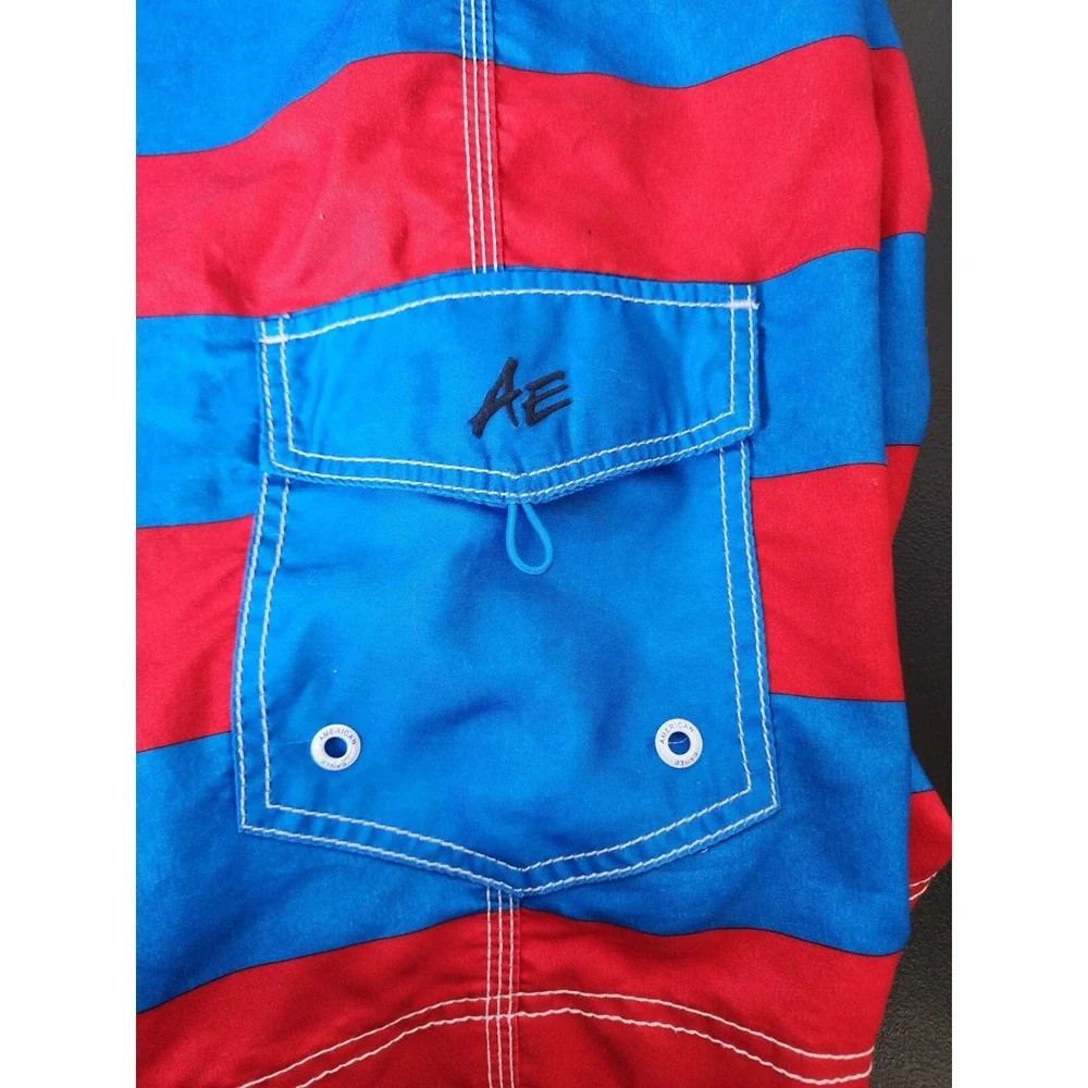 American Eagle Outfitters Boardshorts Mens Size L 34x9 Blue Red Swimming Trunks‎